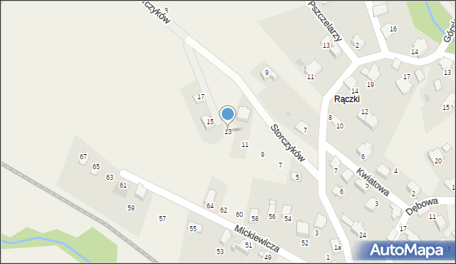 Łodygowice, Storczyków, 13, mapa Łodygowice