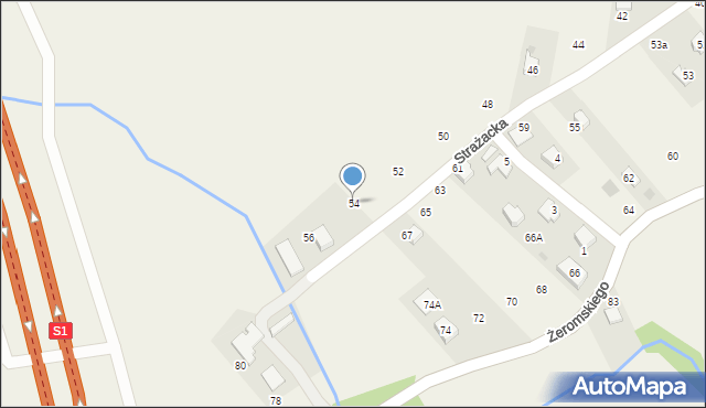 Łodygowice, Strażacka, 54, mapa Łodygowice