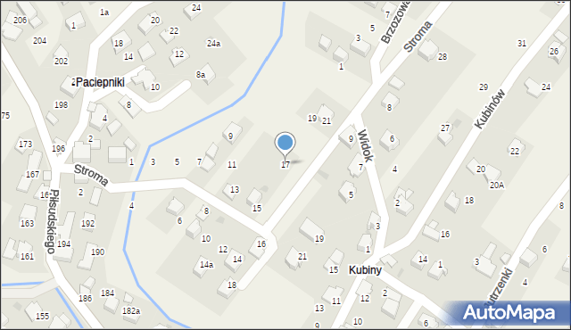 Łodygowice, Stroma, 17, mapa Łodygowice