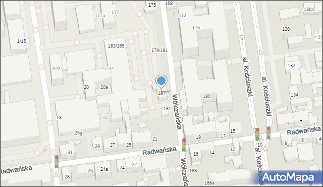 Łódź, Stefanowskiego Bohdana, prof., 187, mapa Łodzi