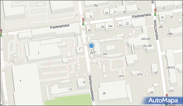 Łódź, Stefanowskiego Bohdana, prof., 24, mapa Łodzi