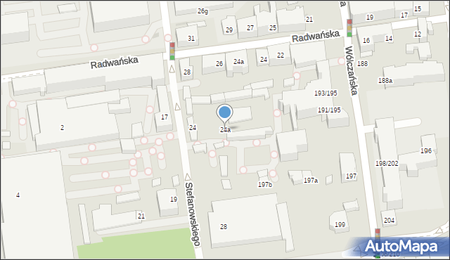 Łódź, Stefanowskiego Bohdana, prof., 24a, mapa Łodzi