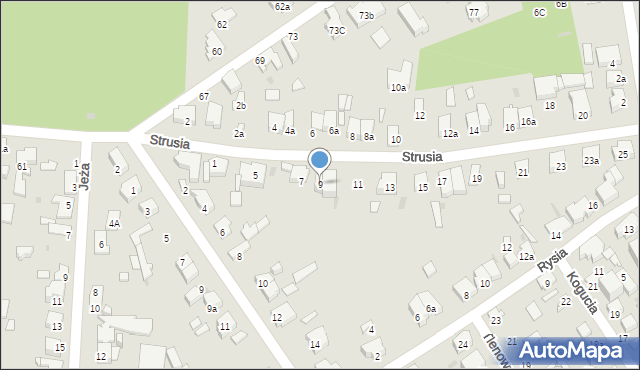 Łódź, Strusia, 9, mapa Łodzi