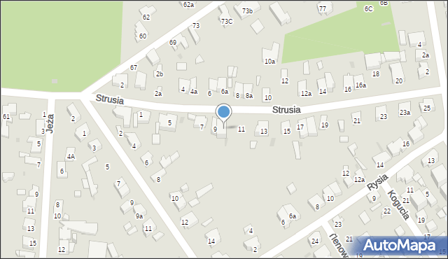 Łódź, Strusia, 9a, mapa Łodzi