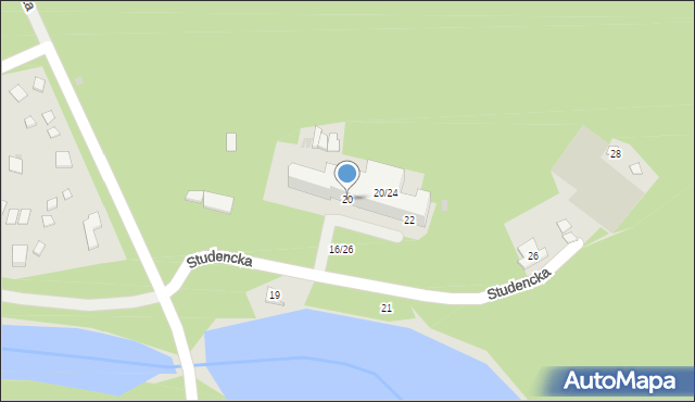 Łódź, Studencka, 20, mapa Łodzi