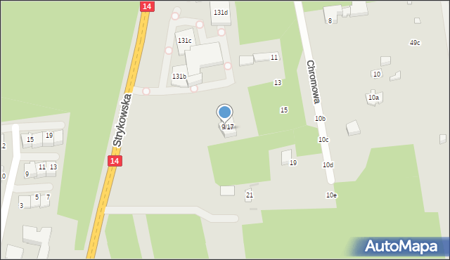 Łódź, Strykowska, 131, mapa Łodzi