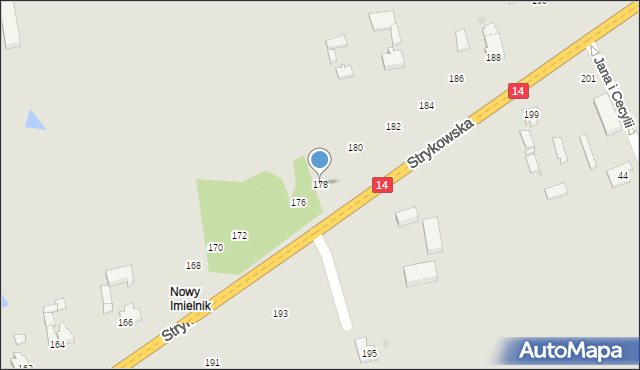 Łódź, Strykowska, 178, mapa Łodzi