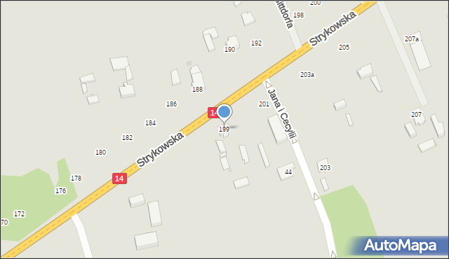 Łódź, Strykowska, 199, mapa Łodzi