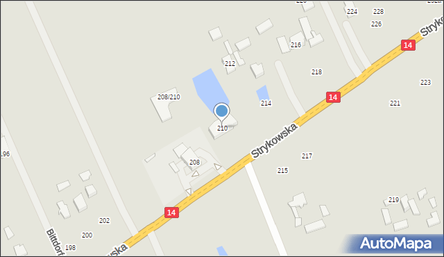 Łódź, Strykowska, 210, mapa Łodzi