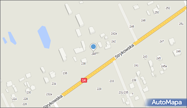 Łódź, Strykowska, 240, mapa Łodzi