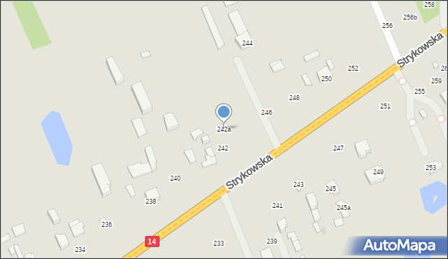 Łódź, Strykowska, 242a, mapa Łodzi