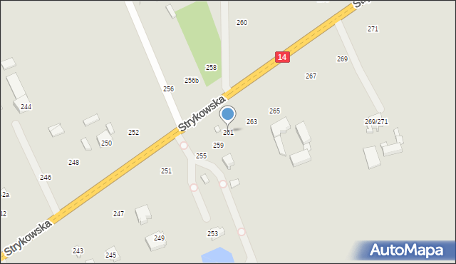 Łódź, Strykowska, 261, mapa Łodzi