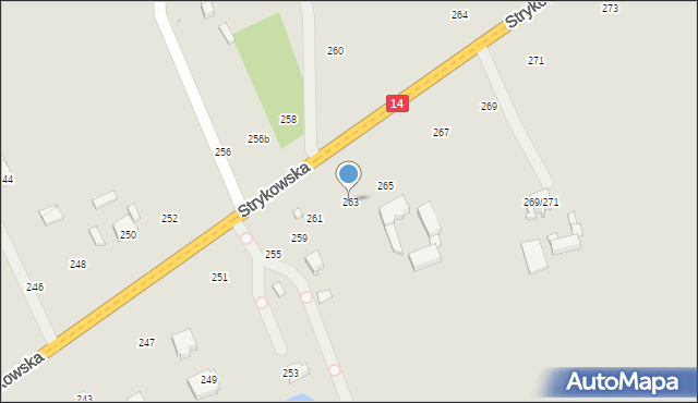 Łódź, Strykowska, 263, mapa Łodzi