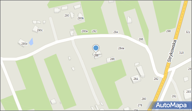 Łódź, Strykowska, 288, mapa Łodzi