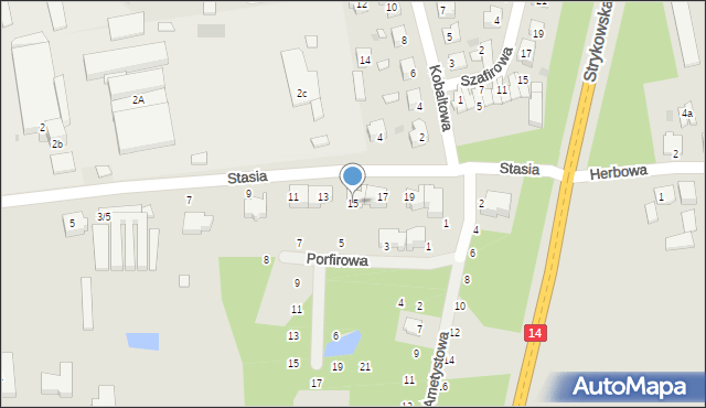 Łódź, Stasia, 15, mapa Łodzi