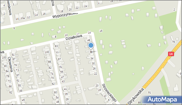 Łódź, Strzeleckiego Pawła Edmunda, 38, mapa Łodzi