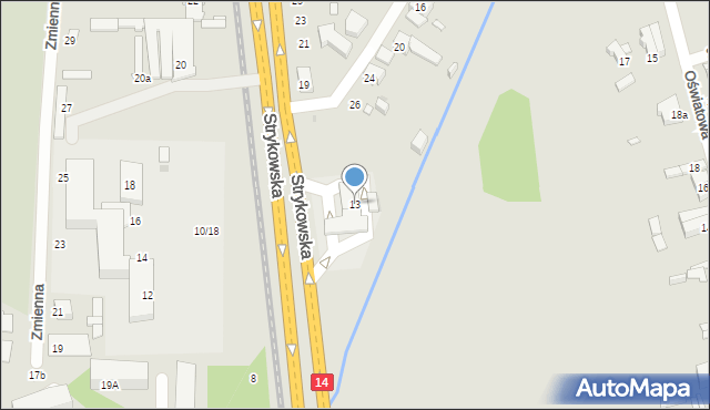 Łódź, Strykowska, 13, mapa Łodzi