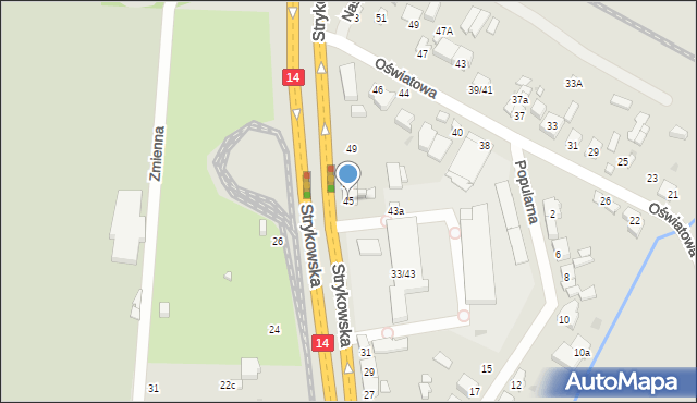 Łódź, Strykowska, 45, mapa Łodzi