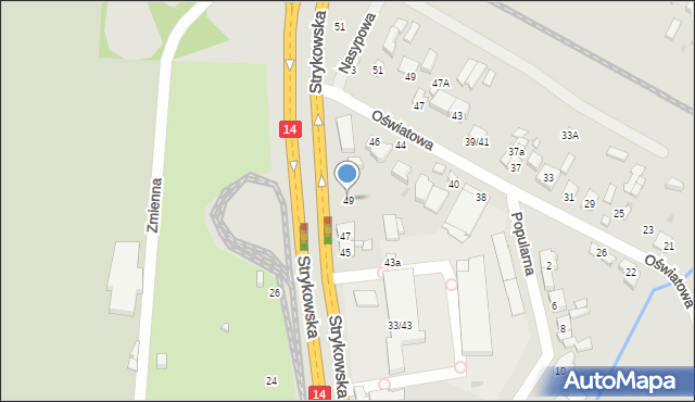 Łódź, Strykowska, 49, mapa Łodzi