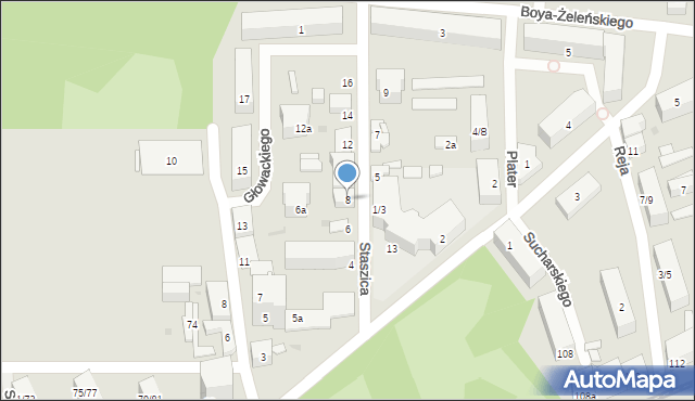 Łódź, Staszica Stanisława, 8a, mapa Łodzi