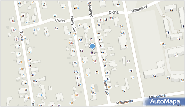 Łódź, Stefana Batorego, 49a, mapa Łodzi