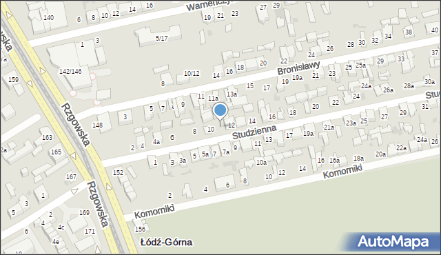 Łódź, Studzienna, 10a, mapa Łodzi