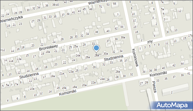 Łódź, Studzienna, 28a, mapa Łodzi