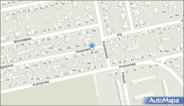 Łódź, Studzienna, 35, mapa Łodzi