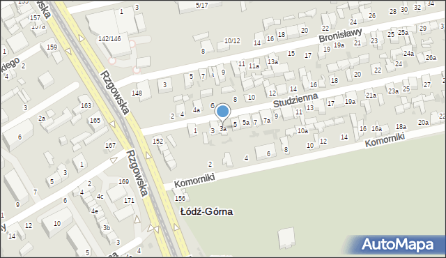 Łódź, Studzienna, 3a, mapa Łodzi