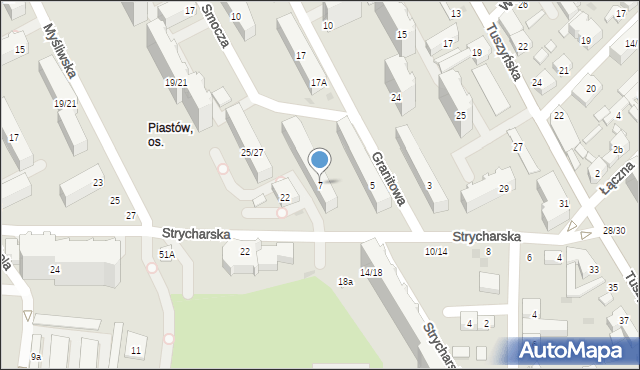 Łódź, Strycharska, 7, mapa Łodzi