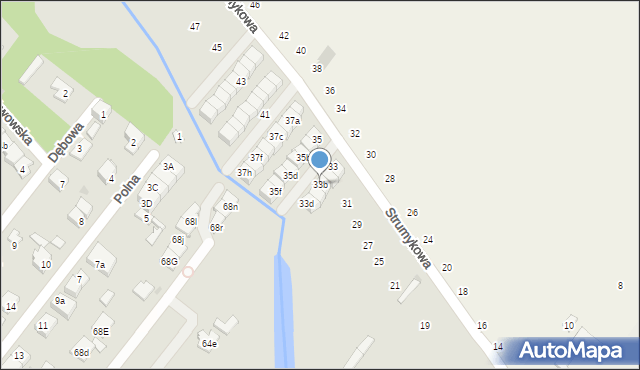 Łomianki, Strumykowa, 33b, mapa Łomianki