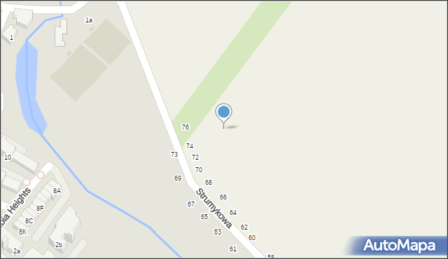 Łomianki Dolne, Strumykowa, 74b, mapa Łomianki Dolne