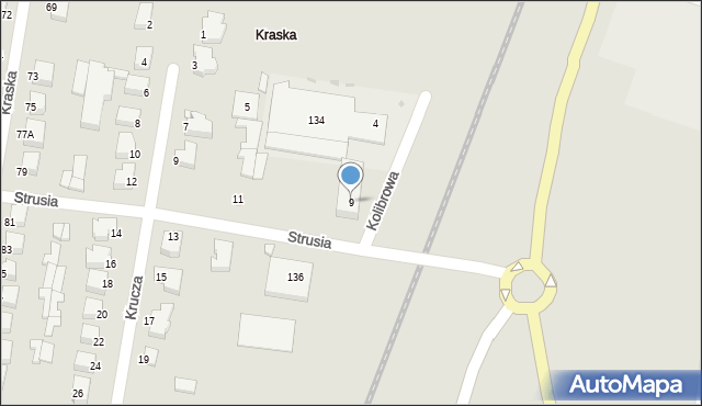 Łomża, Strusia, 9, mapa Łomży