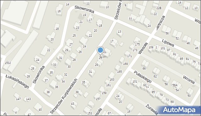 Łomża, Strzelców Kurpiowskich, 25, mapa Łomży