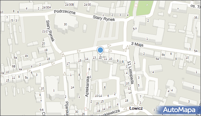 Łowicz, Stary Rynek, 12, mapa Łowicza