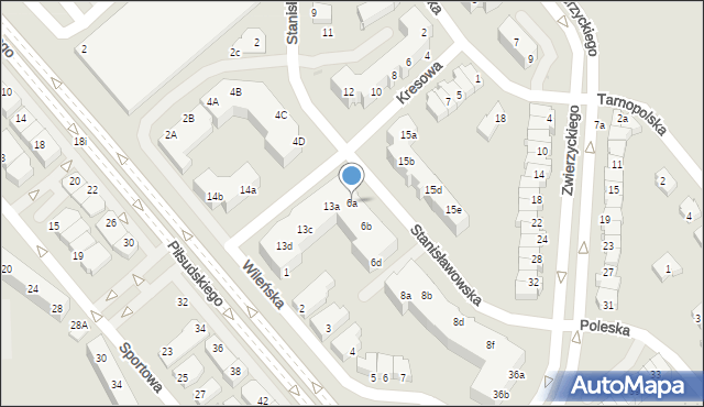 Lubin, Stanisławowska, 6a, mapa Lubin