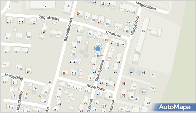 Lublin, Storczykowa, 36, mapa Lublina