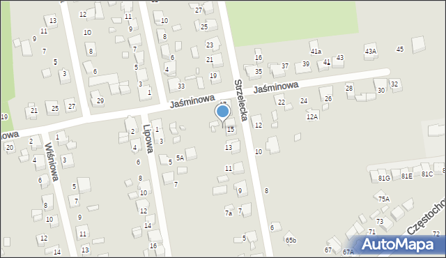 Lubliniec, Strzelecka, 15A, mapa Lubliniec