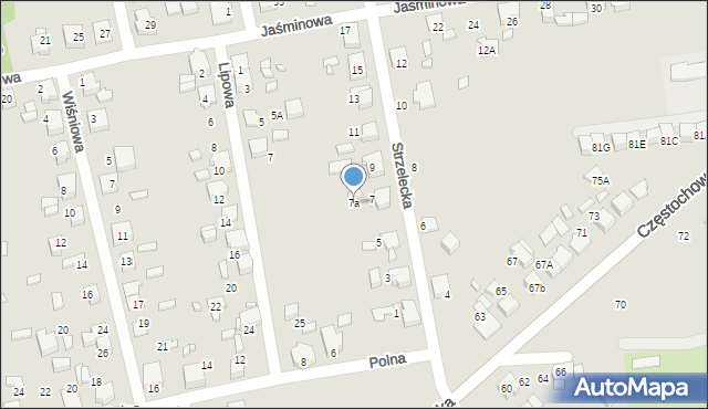 Lubliniec, Strzelecka, 7a, mapa Lubliniec