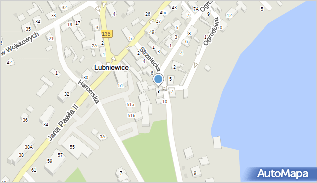 Lubniewice, Strzelecka, 8, mapa Lubniewice