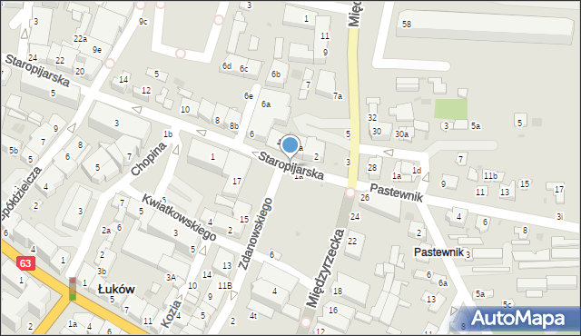 Łuków, Staropijarska, 21, mapa Łuków