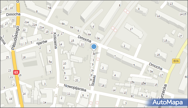 Łuków, Stawki, 3o, mapa Łuków