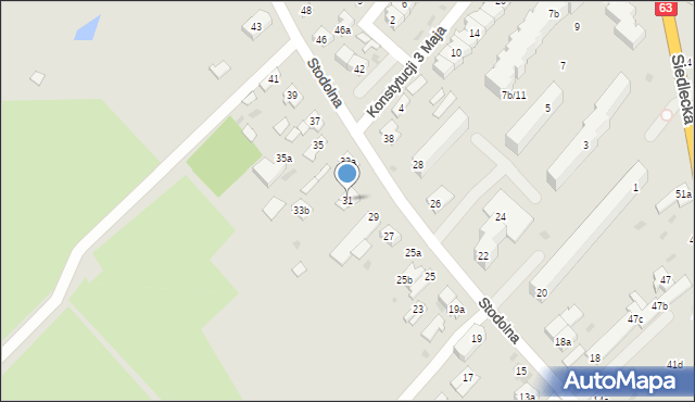 Łuków, Stodolna, 31, mapa Łuków