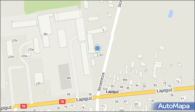 Łuków, Strzelnicza, 1, mapa Łuków