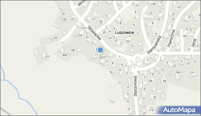 Luszowice, Strażacka, 13, mapa Luszowice
