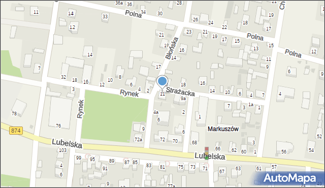 Markuszów, Strażacka, 11, mapa Markuszów