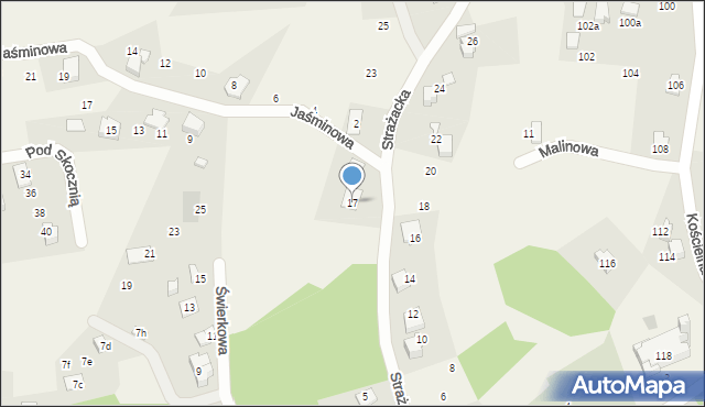 Meszna, Strażacka, 17, mapa Meszna