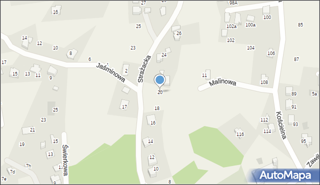 Meszna, Strażacka, 20, mapa Meszna