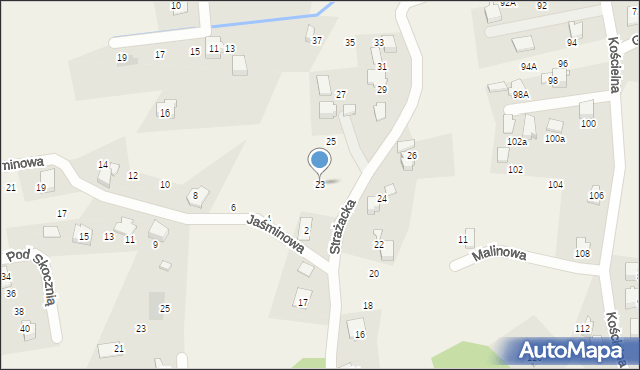 Meszna, Strażacka, 23, mapa Meszna