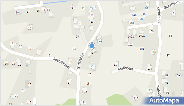 Meszna, Strażacka, 24, mapa Meszna